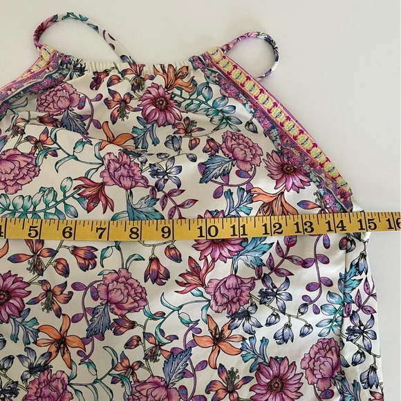 Kenneth Cole Reaction Bikini Top Halter Top Small Adjustable Tie Straps Floral - Picture 8 of 9